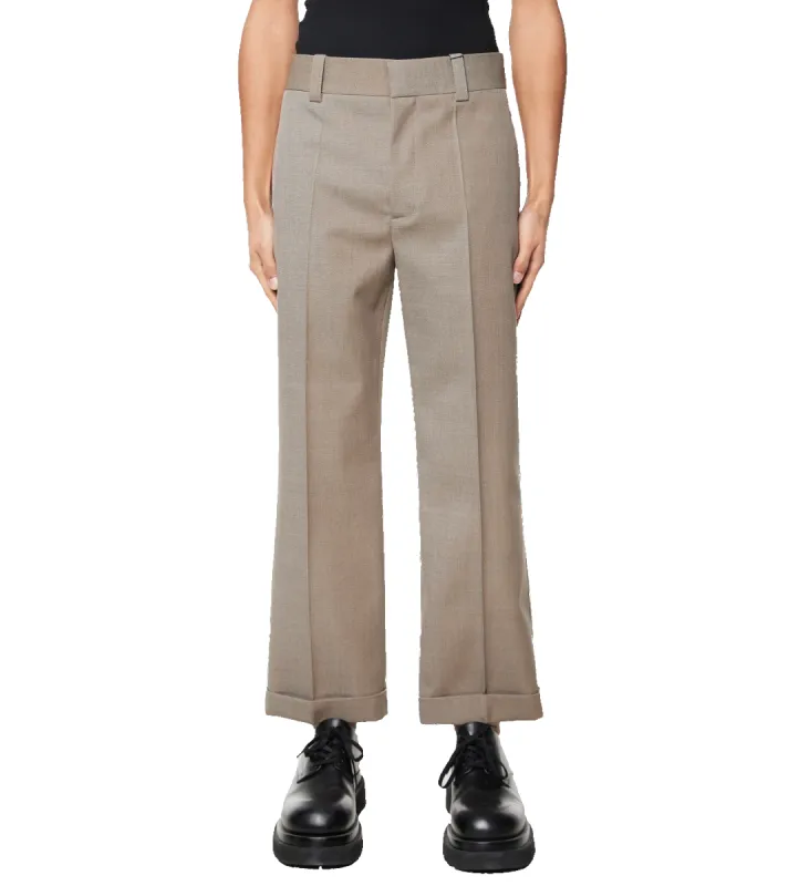 Wool Twill Cropped Trousers Grey/Ochre sold by FOUR Amsterdam