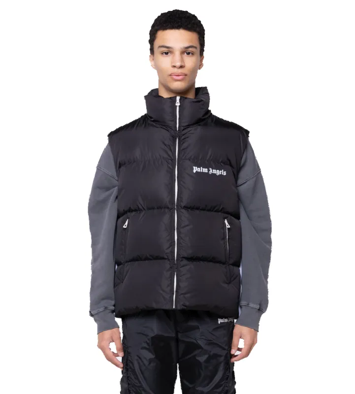 Logo-Printed Padded Gilet Black sold by FOUR Amsterdam