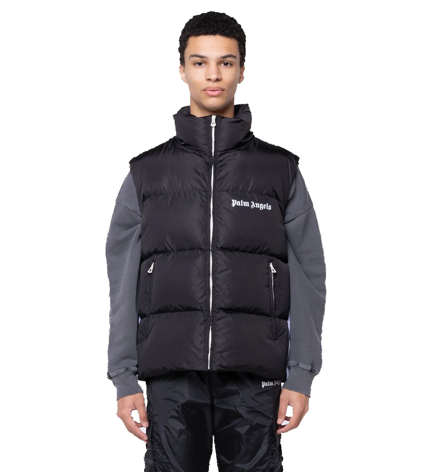 Logo-Printed Padded Gilet Black sold by FOUR Amsterdam