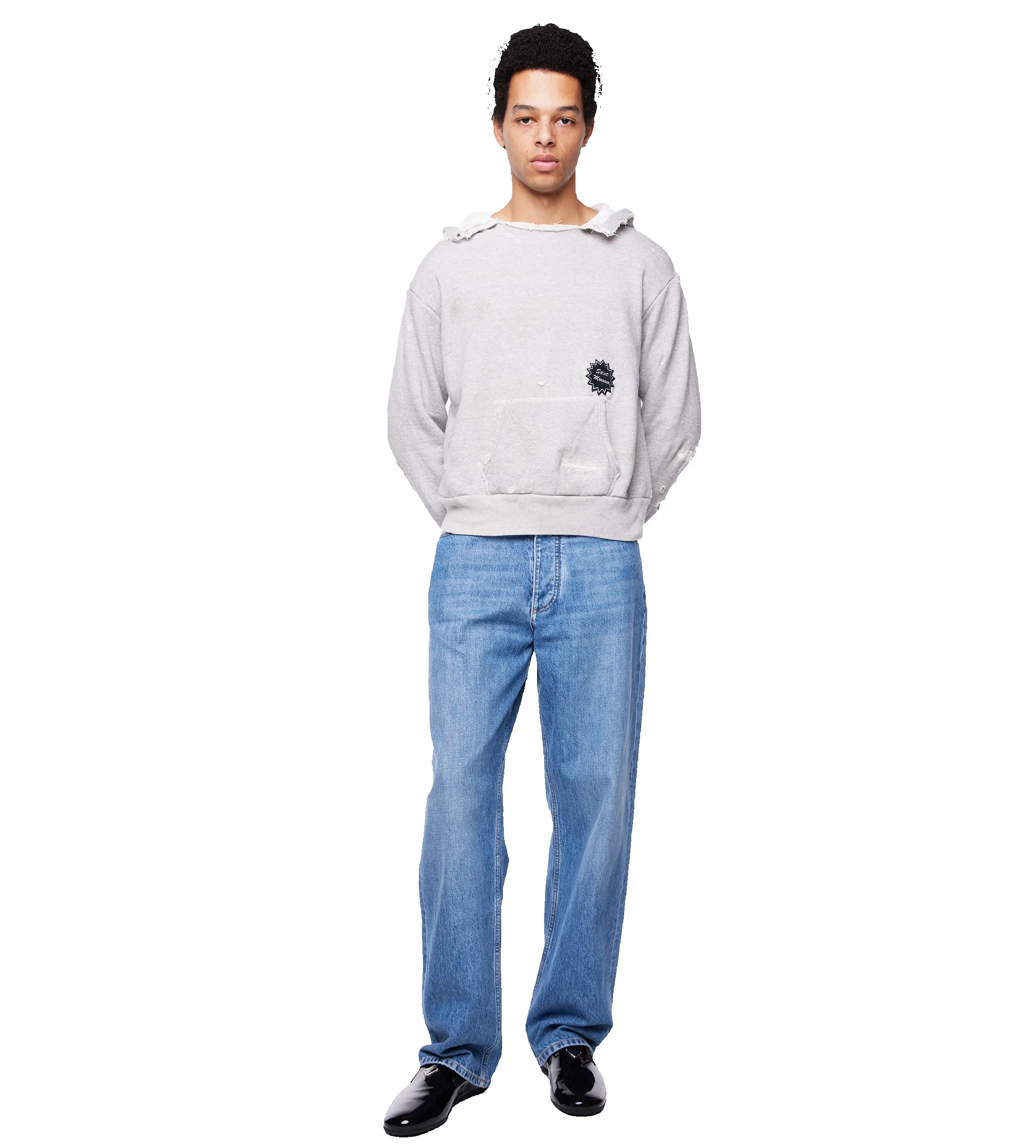 Destroyed Jersey Hoodie Grey sold by FOUR Amsterdam product image thumbnail 3