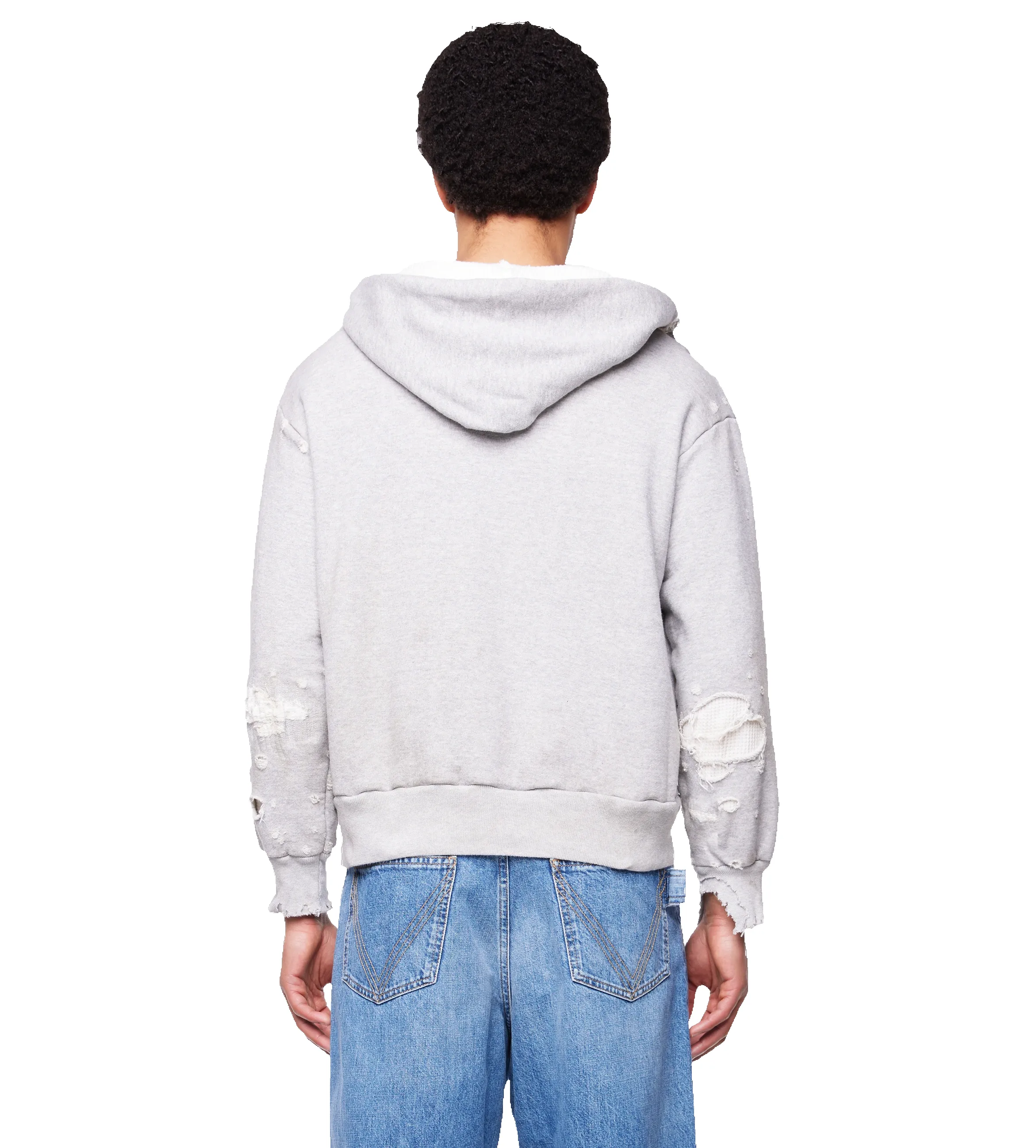 Destroyed Jersey Hoodie Grey sold by FOUR Amsterdam product image thumbnail 2