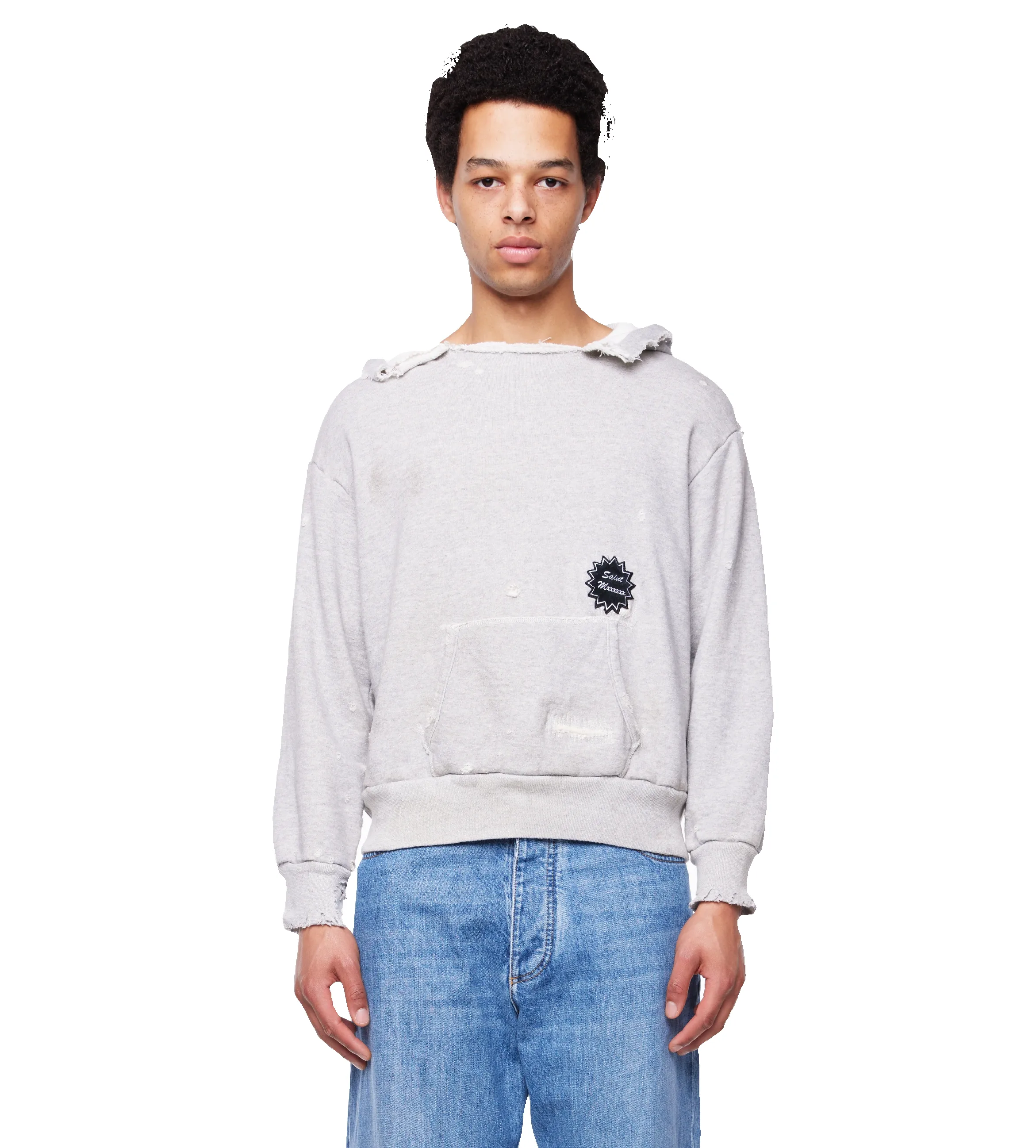 Destroyed Jersey Hoodie Grey sold by FOUR Amsterdam