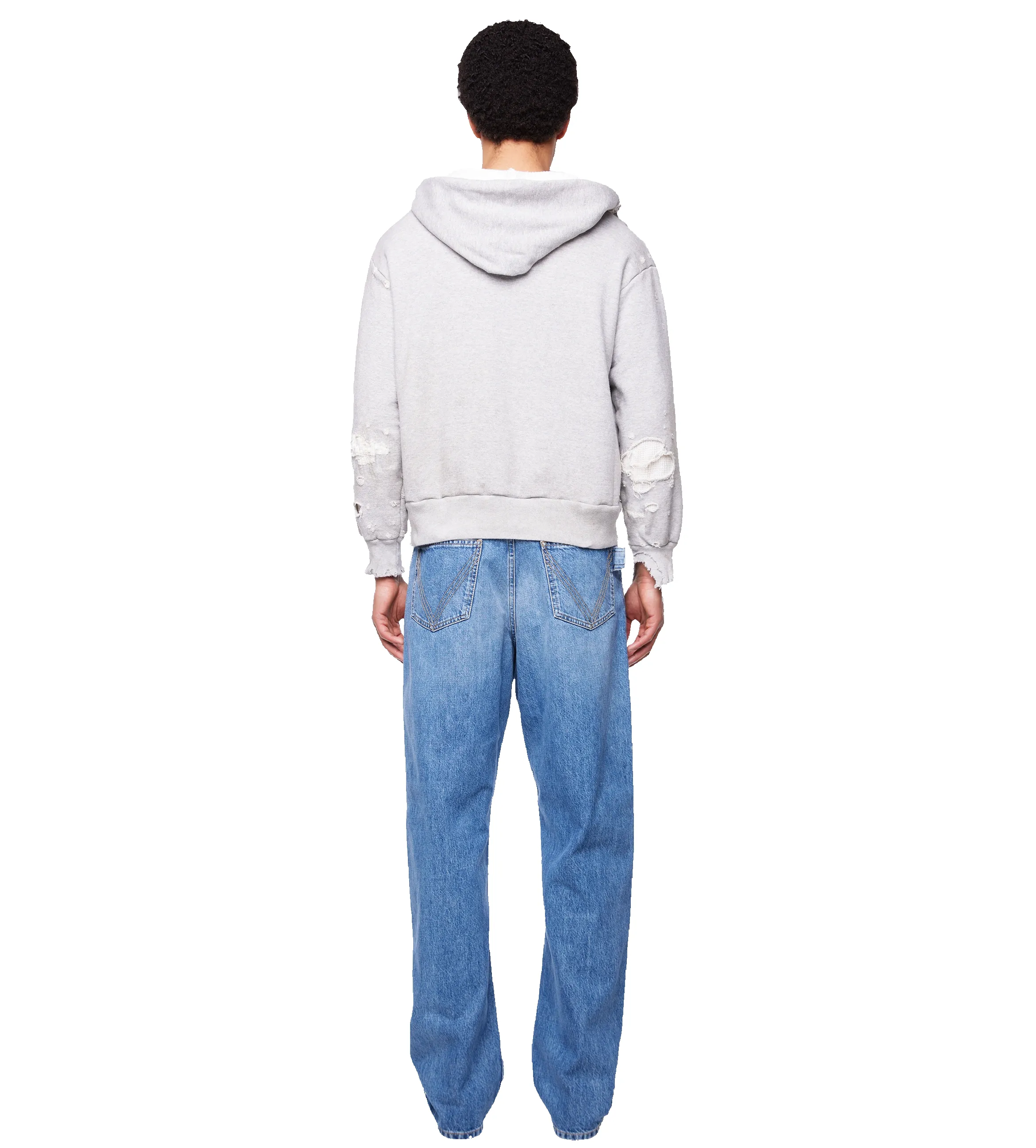 Destroyed Jersey Hoodie Grey sold by FOUR Amsterdam product image thumbnail 5