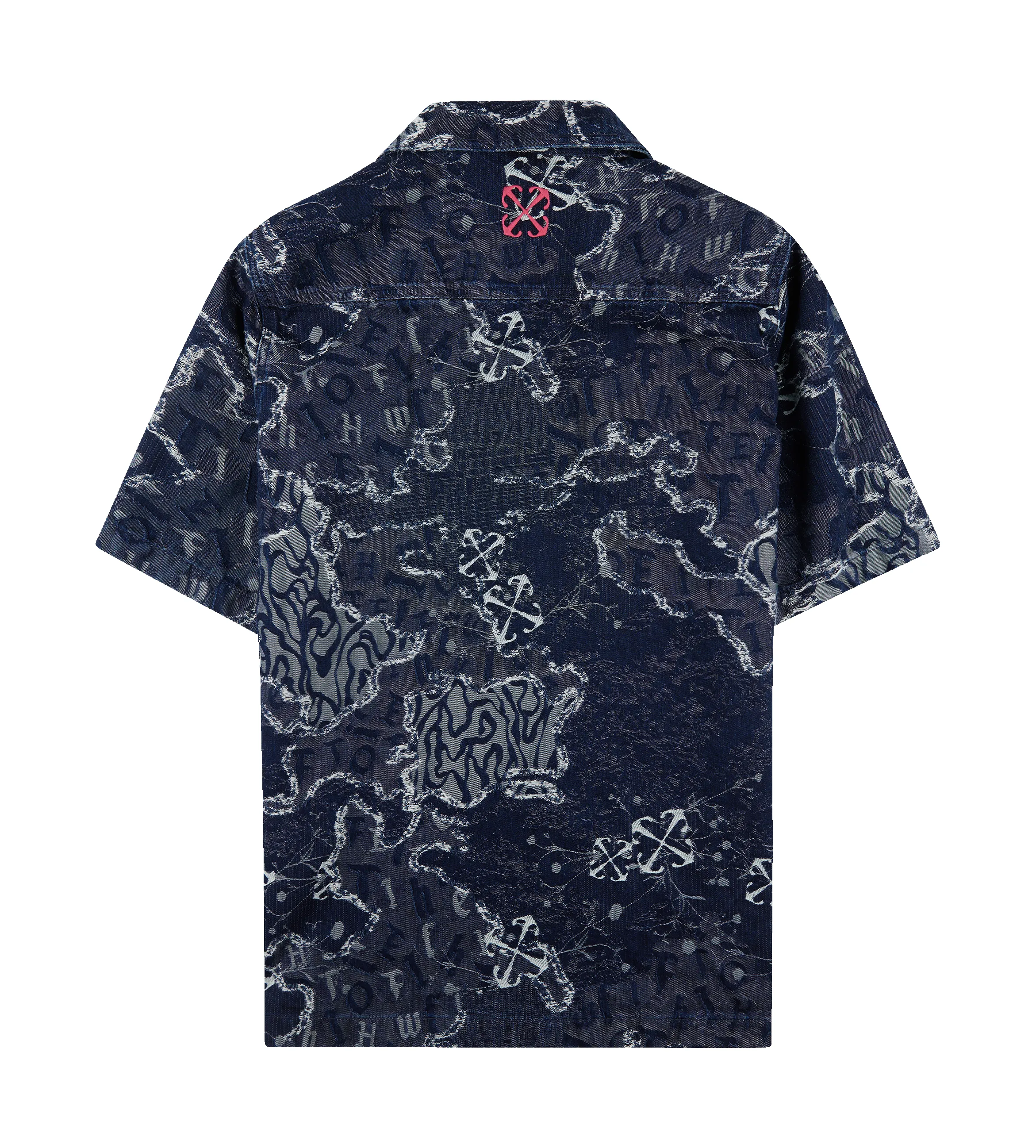 Blue Camo Jacquard Denim Bowling Shirt sold by FOUR Amsterdam product image thumbnail 2