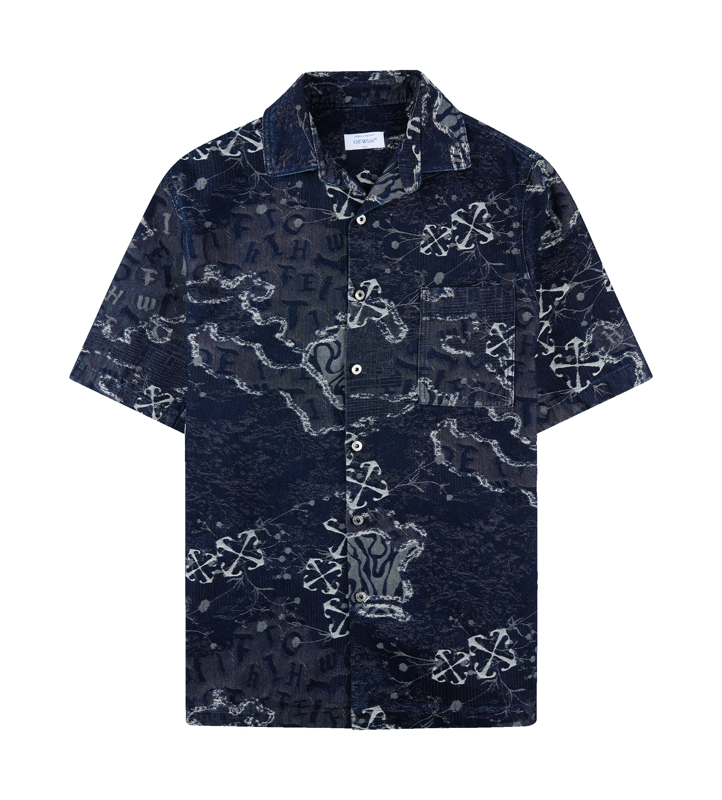 Blue Camo Jacquard Denim Bowling Shirt sold by FOUR Amsterdam