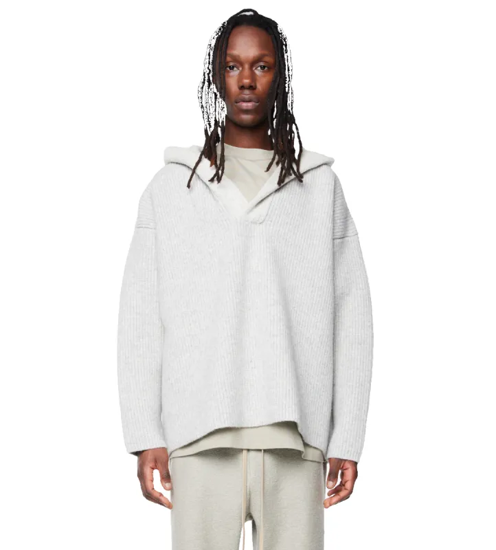 Wool V-neck Hoodie Dove Grey sold by FOUR Amsterdam