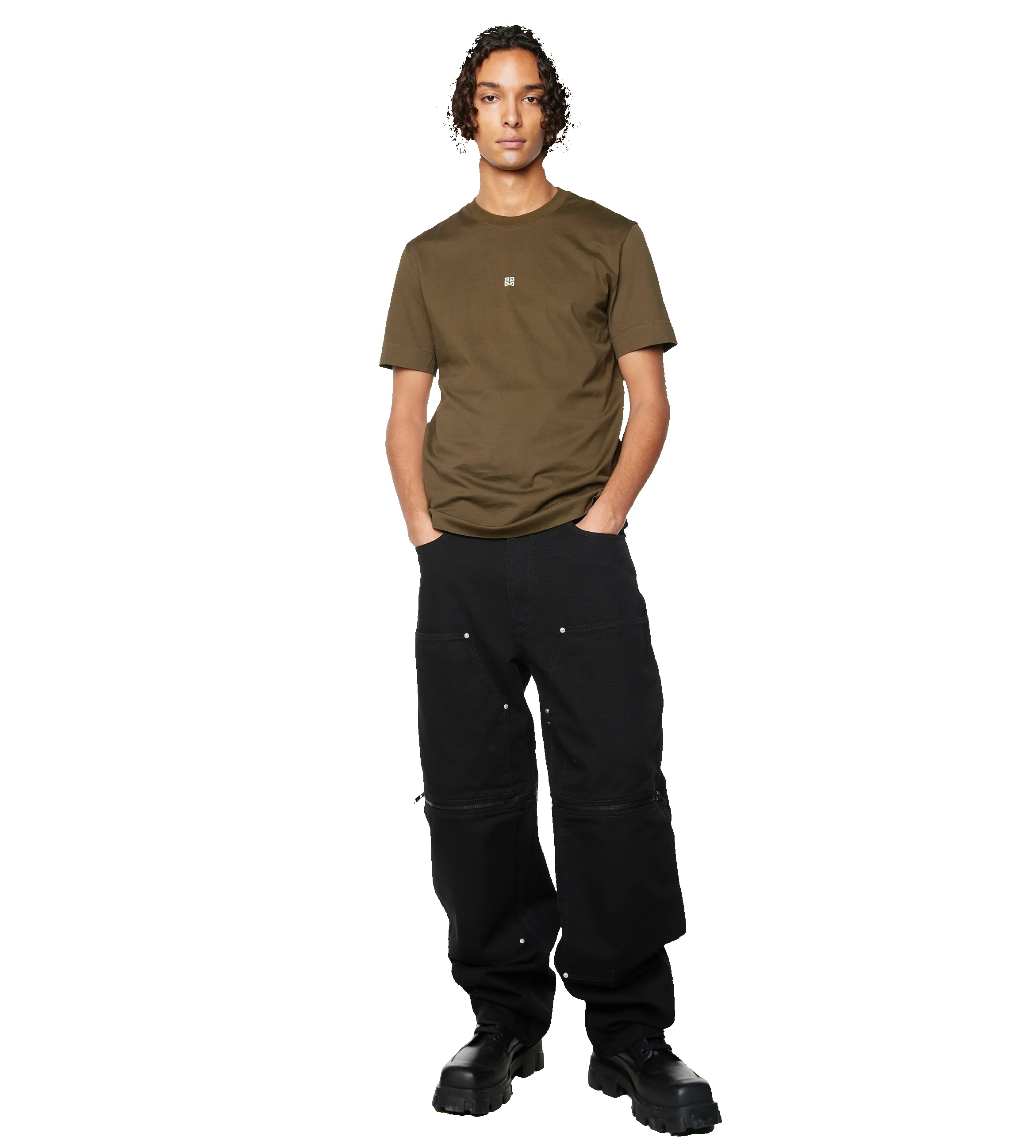 Slim Fit Cotton T-Shirt Khaki sold by FOUR Amsterdam product image thumbnail 3