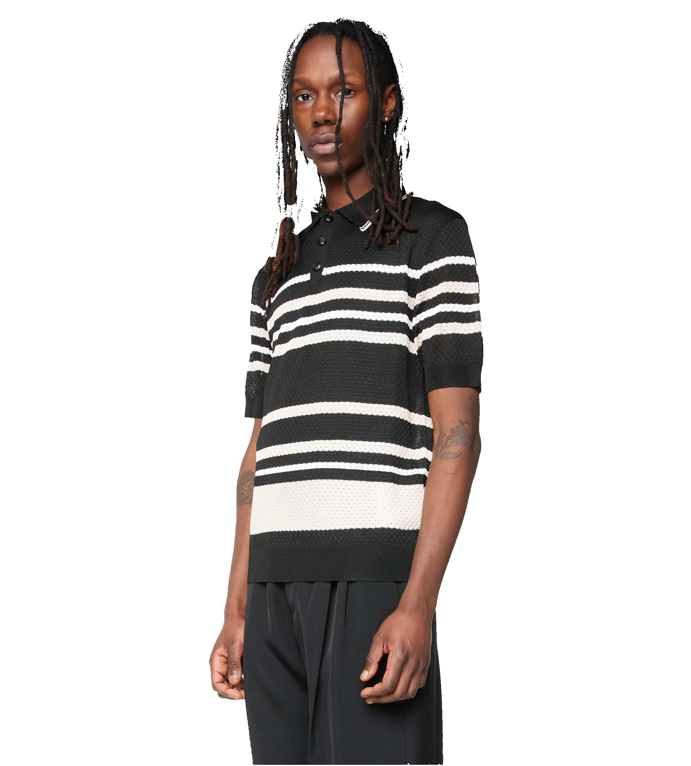 Striped Polo Black sold by FOUR Amsterdam product image thumbnail 3