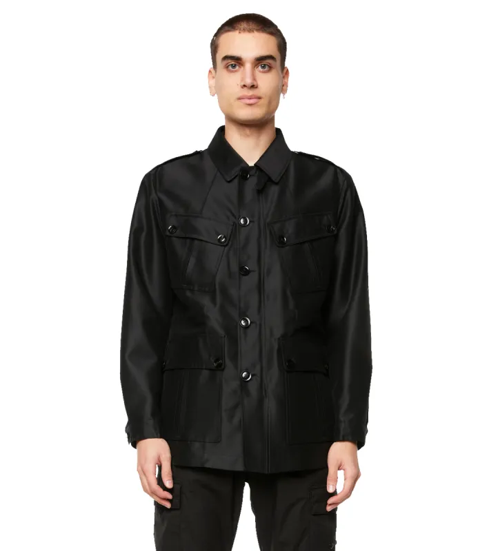 Wool Silk Faille Safari Jacket Black sold by FOUR Amsterdam