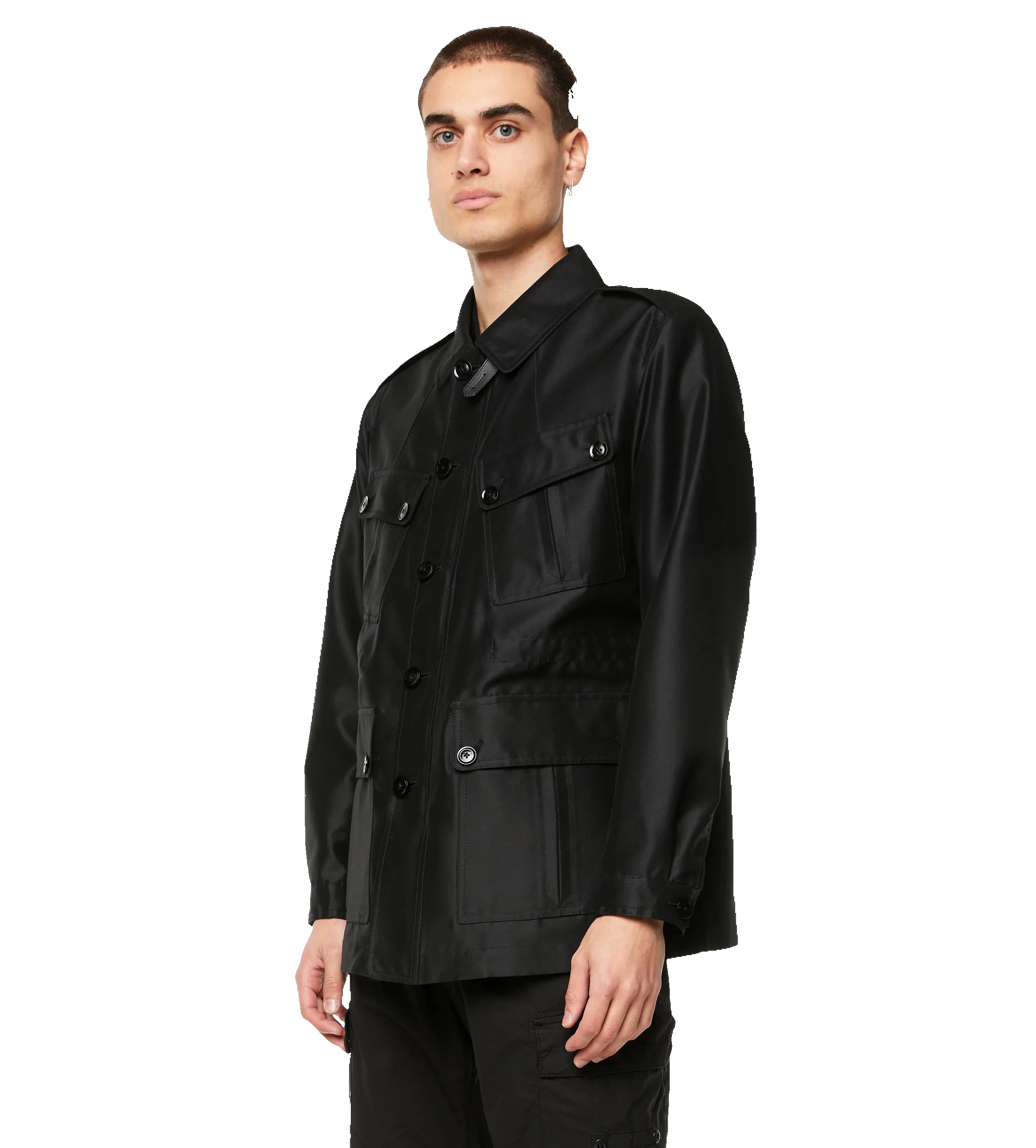 Wool Silk Faille Safari Jacket Black sold by FOUR Amsterdam product image thumbnail 3
