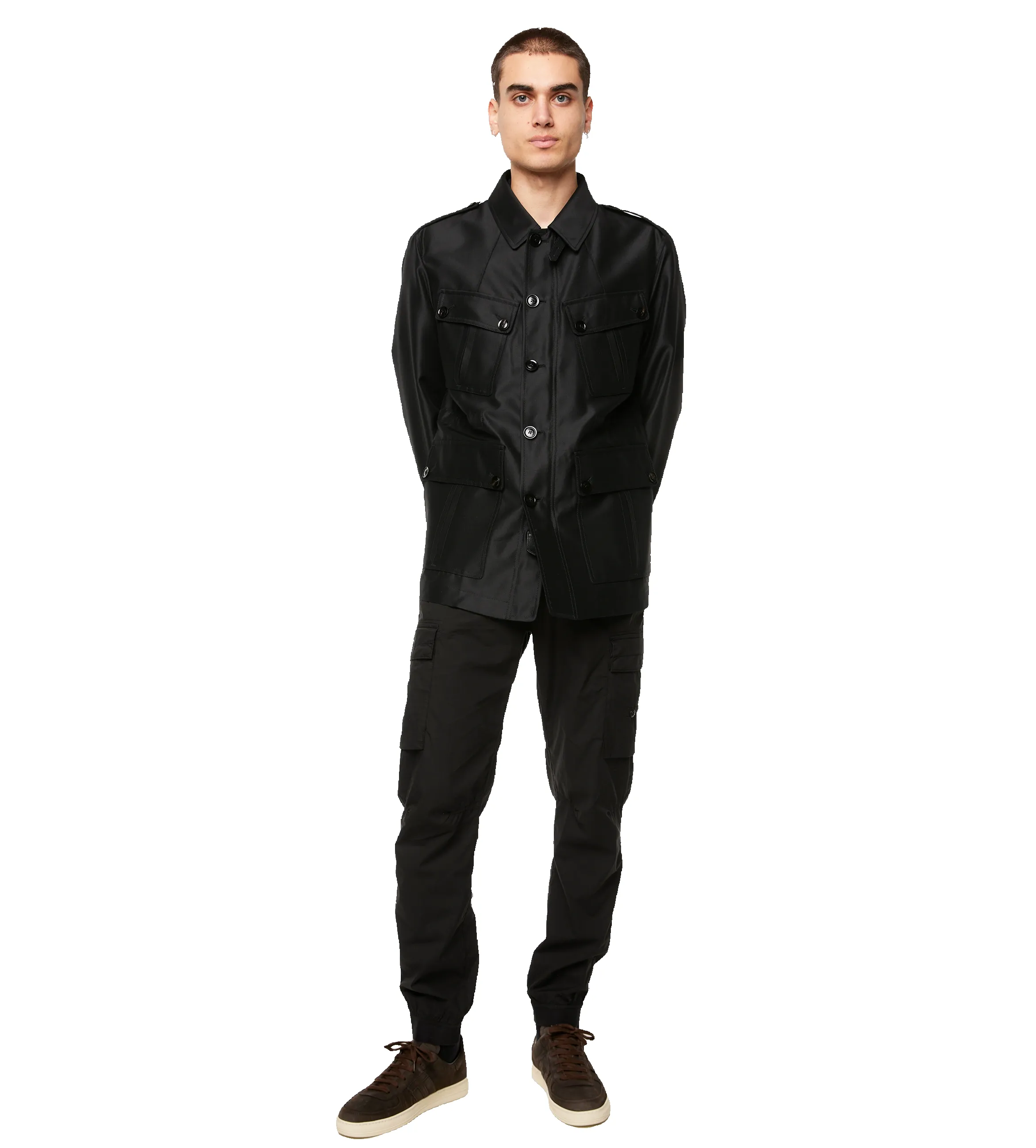 Wool Silk Faille Safari Jacket Black sold by FOUR Amsterdam product image thumbnail 2