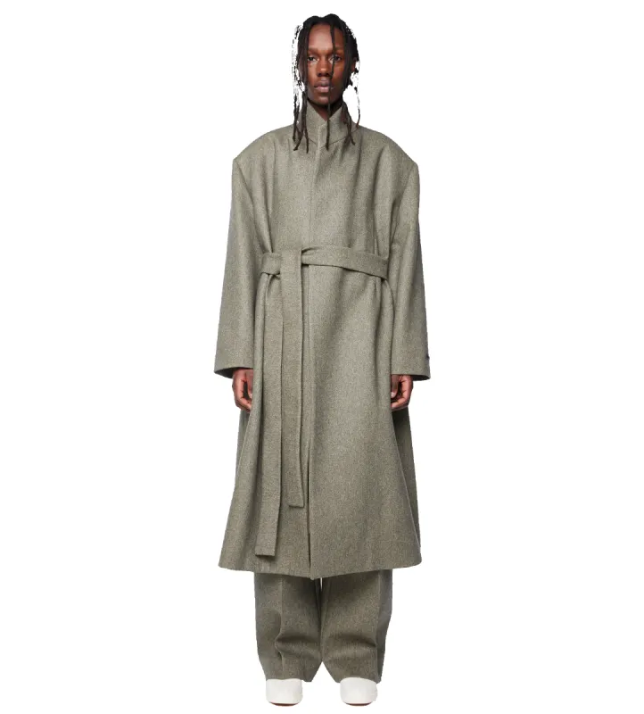 Wool Stand Collar Overcoat Melange Ash sold by FOUR Amsterdam