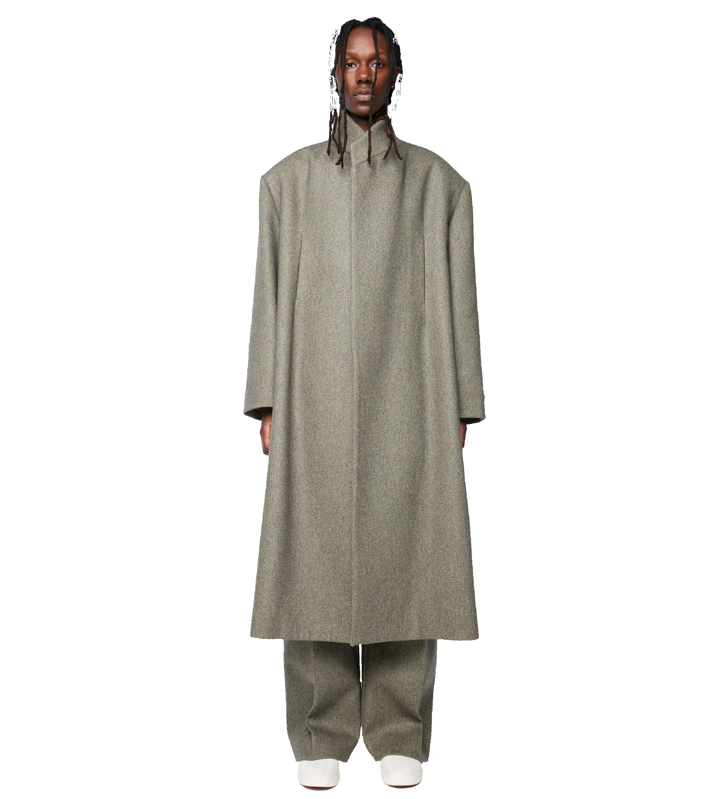 Wool Stand Collar Overcoat Melange Ash sold by FOUR Amsterdam product image thumbnail 5