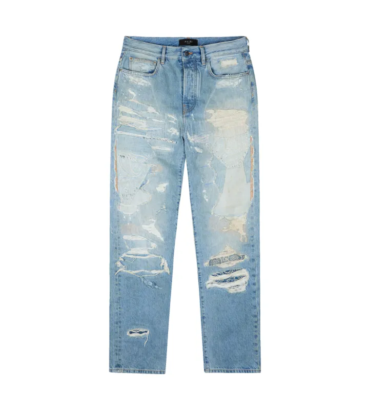 Repaired Straight Jean Antique Indigo made by FOUR Amsterdam