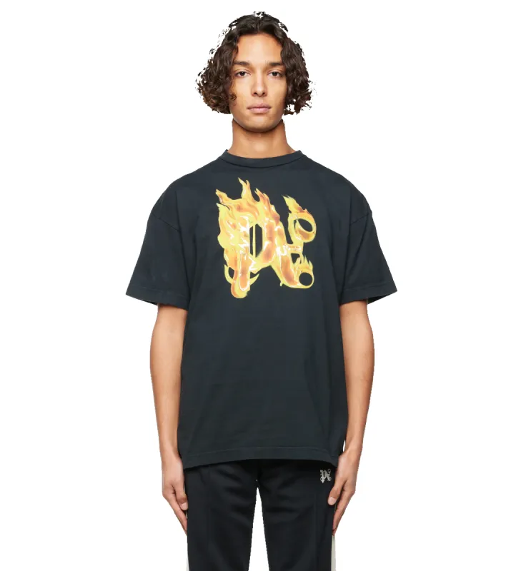 Burning Monogram Print T-shirt Black sold by FOUR Amsterdam