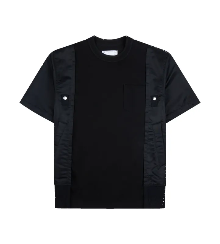 Nylon Twill x Cotton Jersey T-Shirt Black made by Sacai