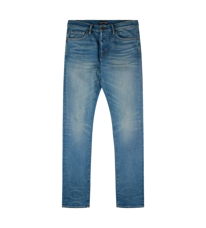 Distribution Slim Fit Denim Jeans Washed Blue sold by FOUR Amsterdam