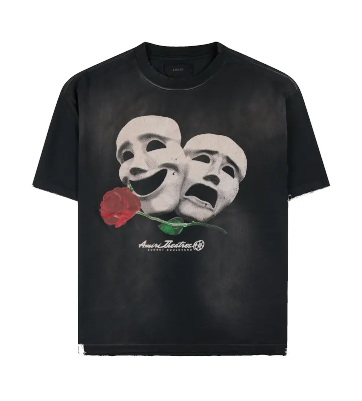 Theatre Masks Tee Black sold by FOUR Amsterdam