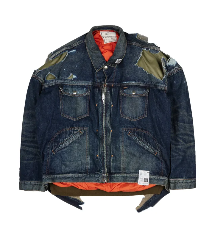 Layered Denim Flight Jacket Indigo sold by FOUR Amsterdam