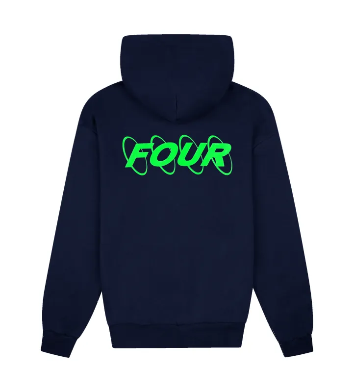 Neon Green Circles Logo Hoodie Marine Blue sold by FOUR Amsterdam