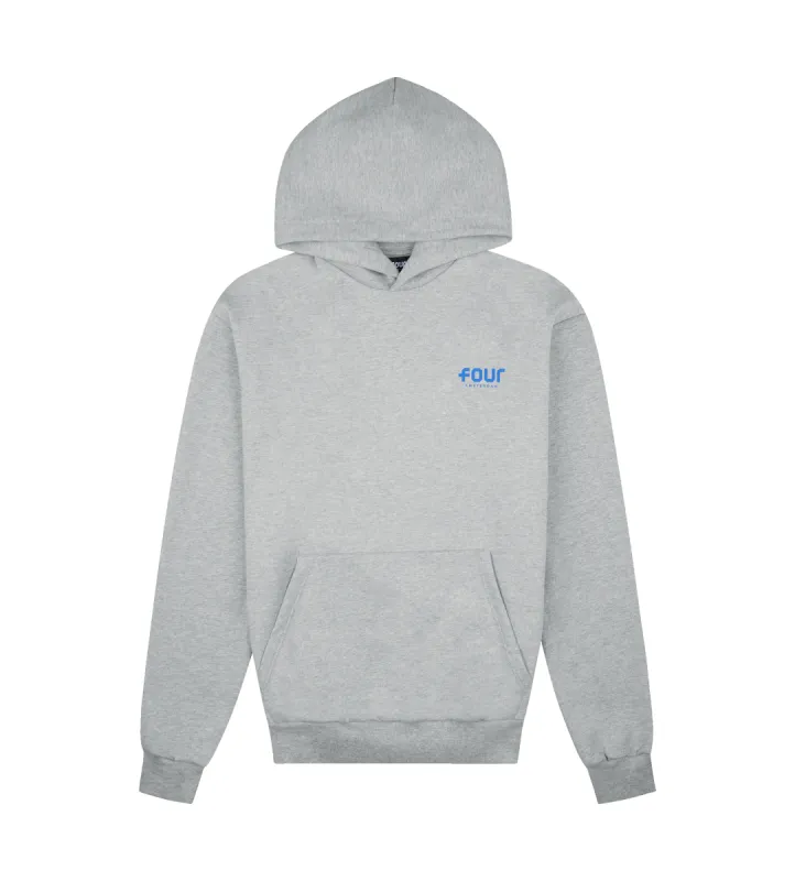 Blue Logo Hoodie Grey Melange sold by FOUR Amsterdam