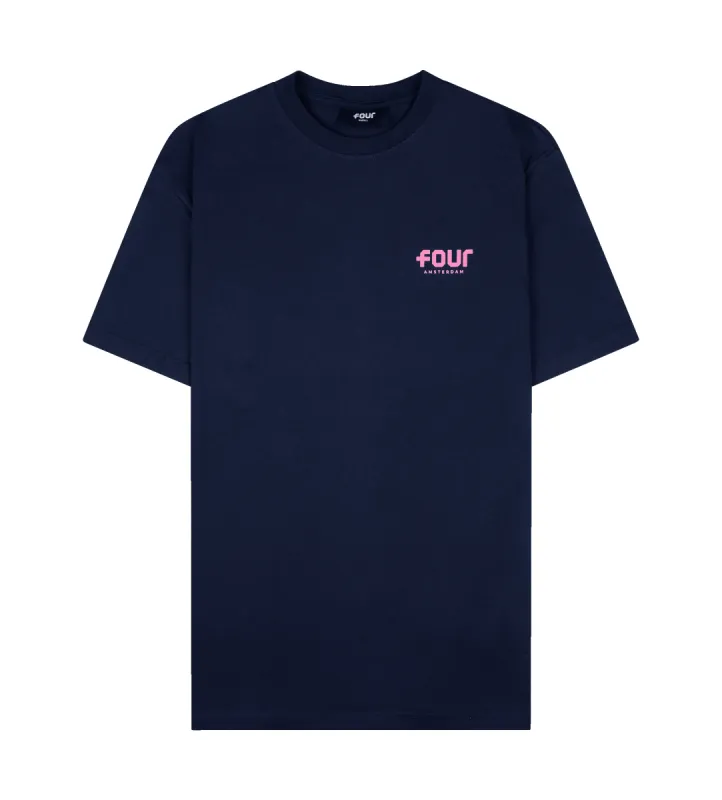 Pink Logo T-shirt Marine Blue sold by FOUR Amsterdam