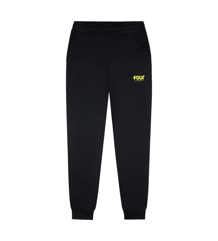 Neon Yellow Logo Sweatpants Black sold by FOUR Amsterdam