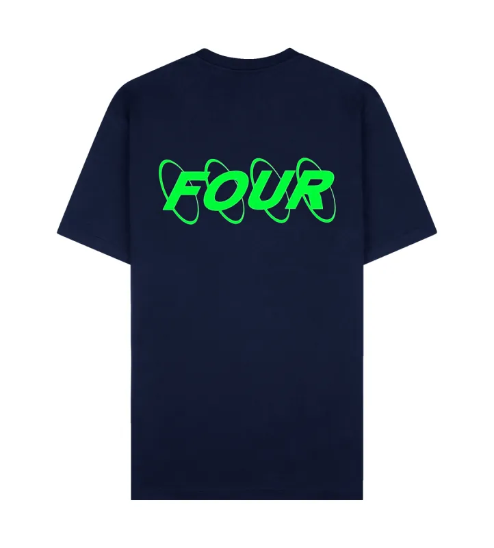 Neon Green Circles Logo T-shirt Marine Blue sold by FOUR Amsterdam