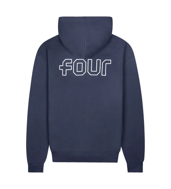 Outline Logo Hoodie Marine Blue sold by FOUR Amsterdam