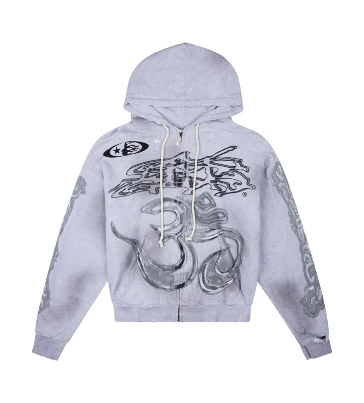 Yoga Zip-Up Hoodie Grey made by Hellstar