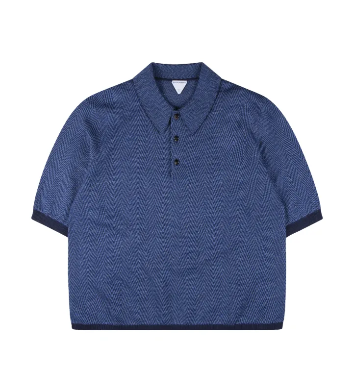 Linen Polo Navy Blue sold by FOUR Amsterdam
