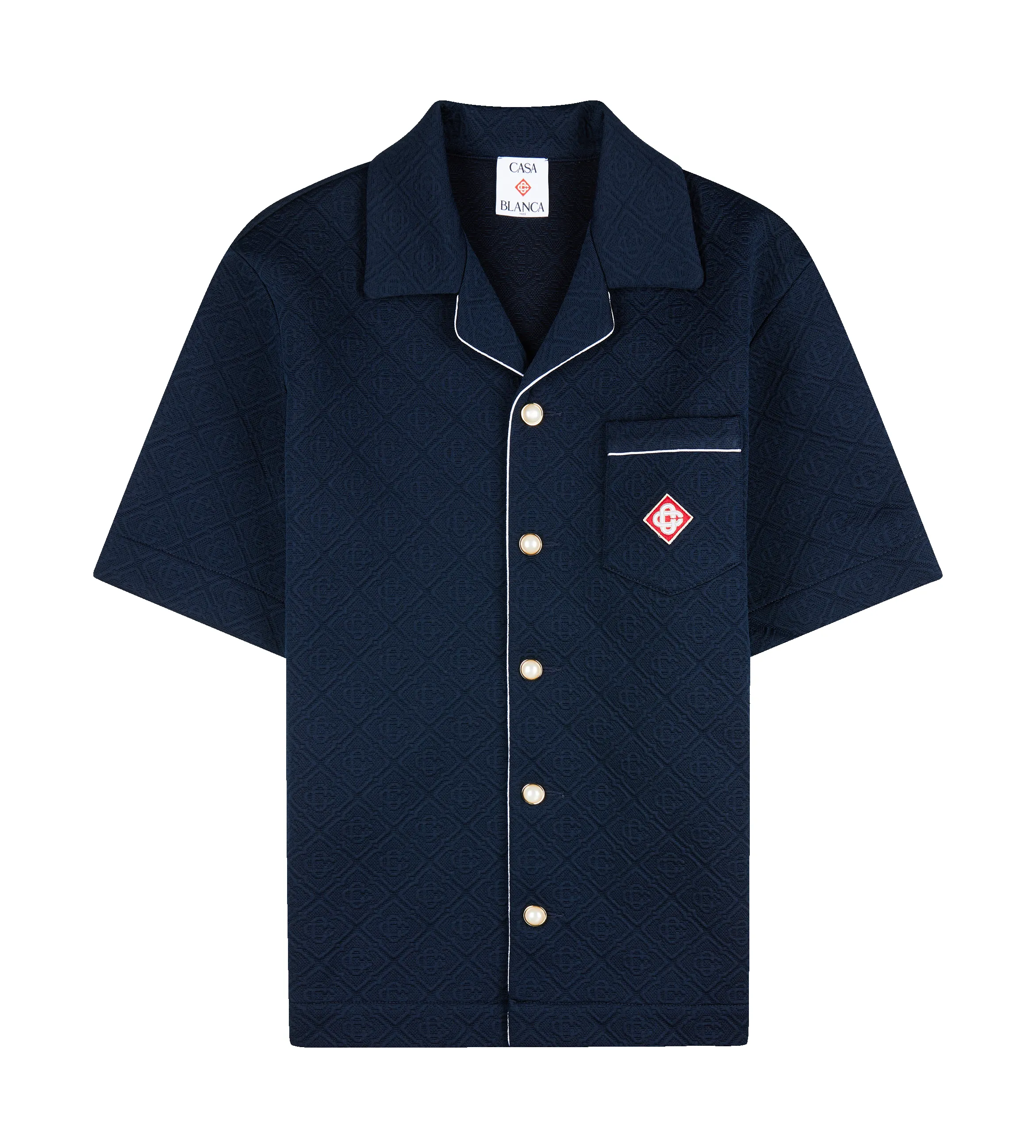 Jacquard Monogram Shirt Dark Blue sold by FOUR Amsterdam