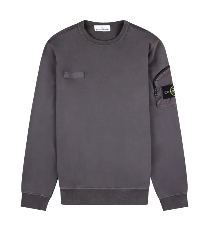 Crewneck Sweatshirt With Zip Sleeve Charcoal sold by FOUR Amsterdam