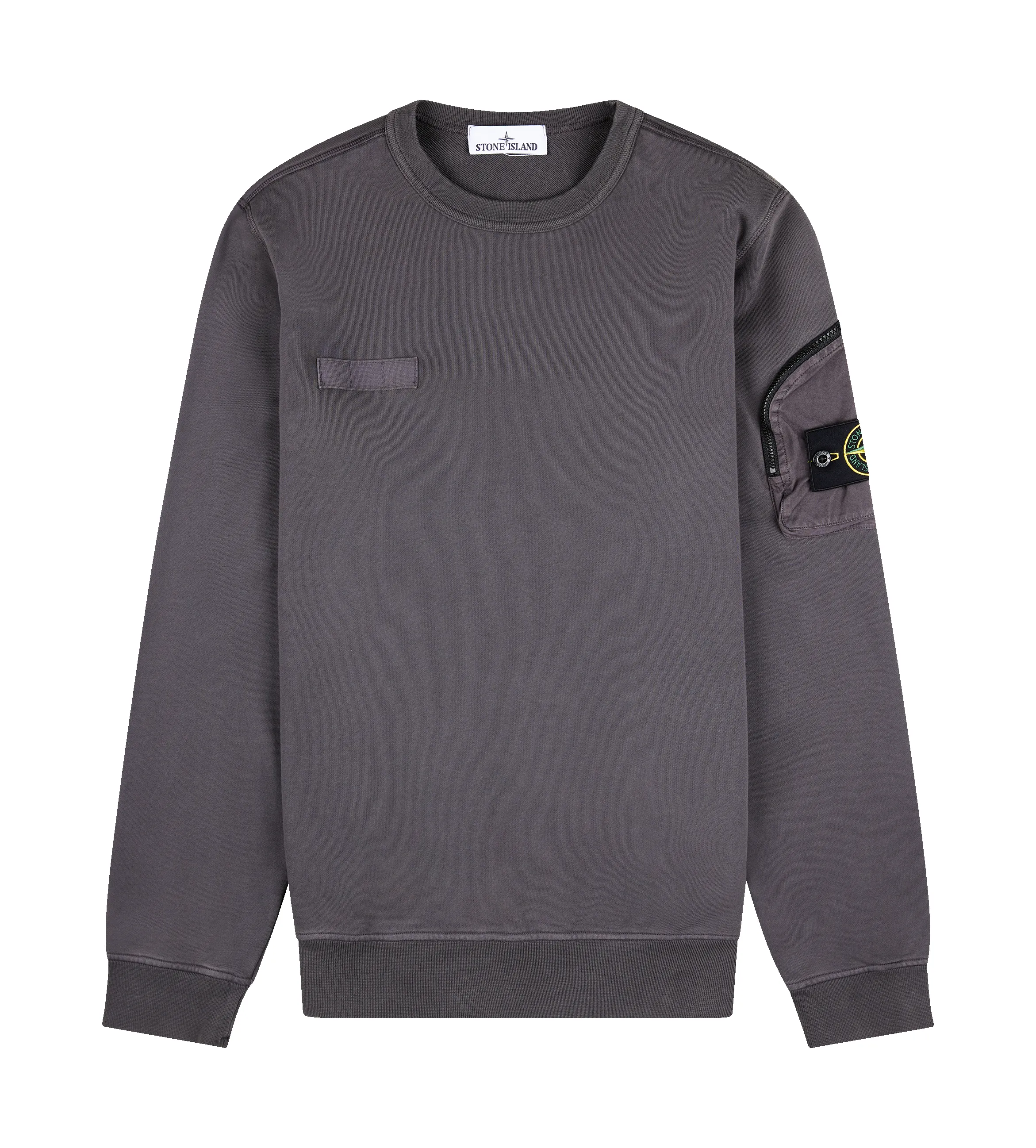 Crewneck Sweatshirt With Zip Sleeve Charcoal sold by FOUR Amsterdam