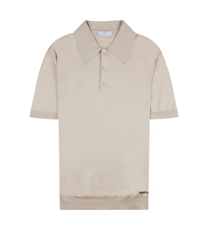 Naturel Silk Polo T-shirt Beige made by Prada