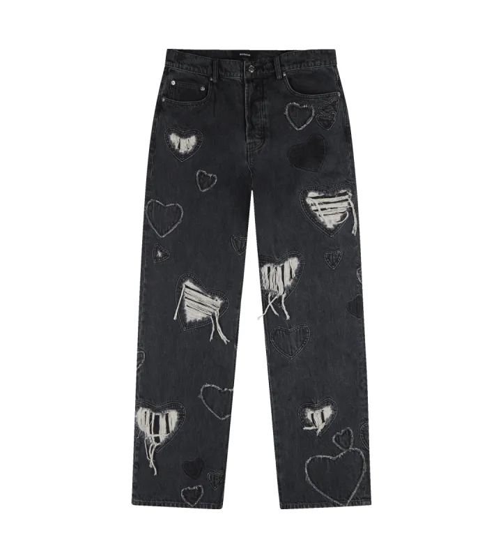 Heart Patchwork Jeans Black sold by FOUR Amsterdam
