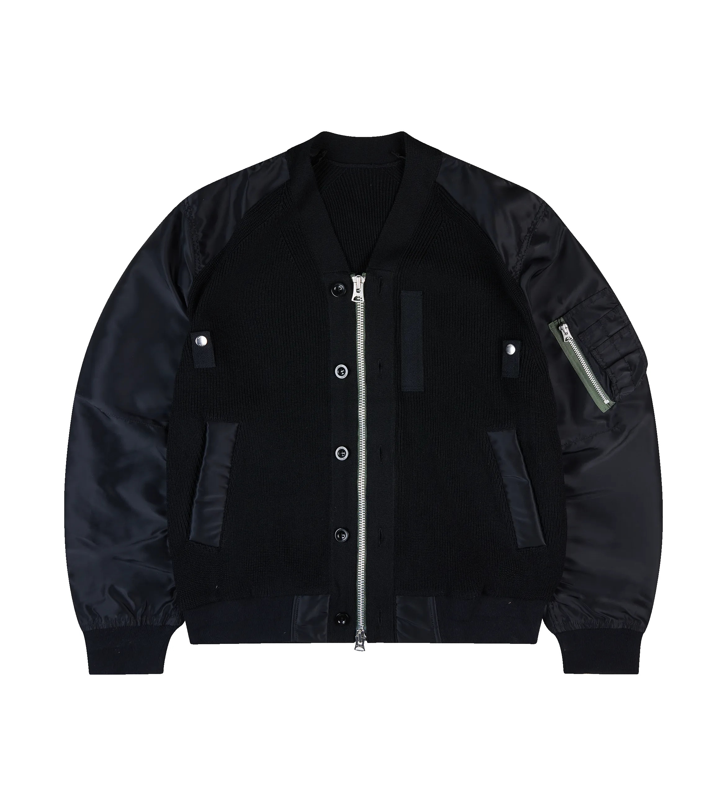 Nylon Twill x Knit Blouson Bomber Jacket Black sold by FOUR Amsterdam