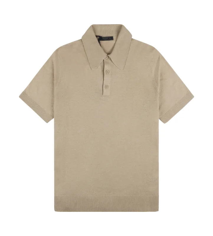 Fine-knit Polo Shirt Beige made by Prada