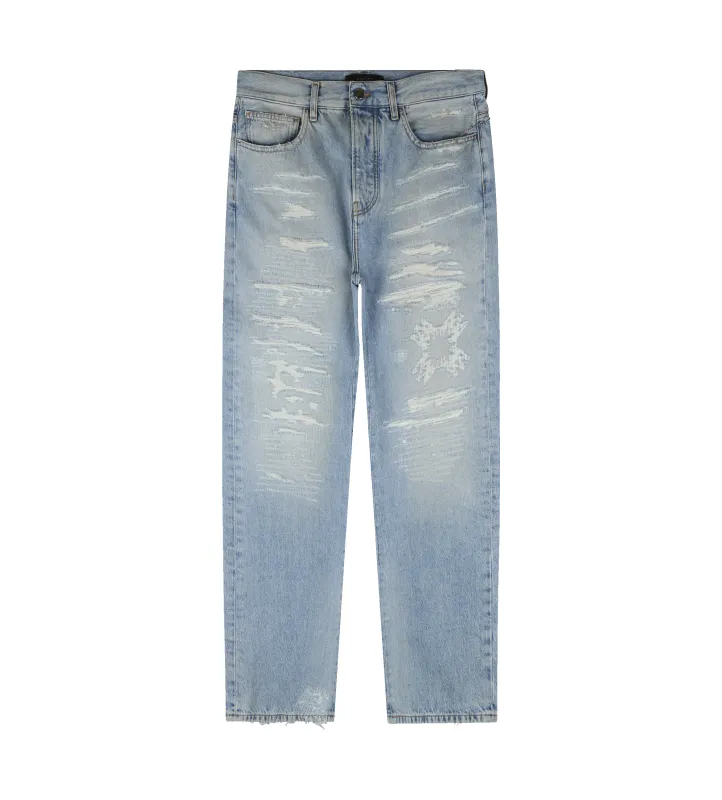 Blue Quad Repaired Straight Jeans made by AMIRI