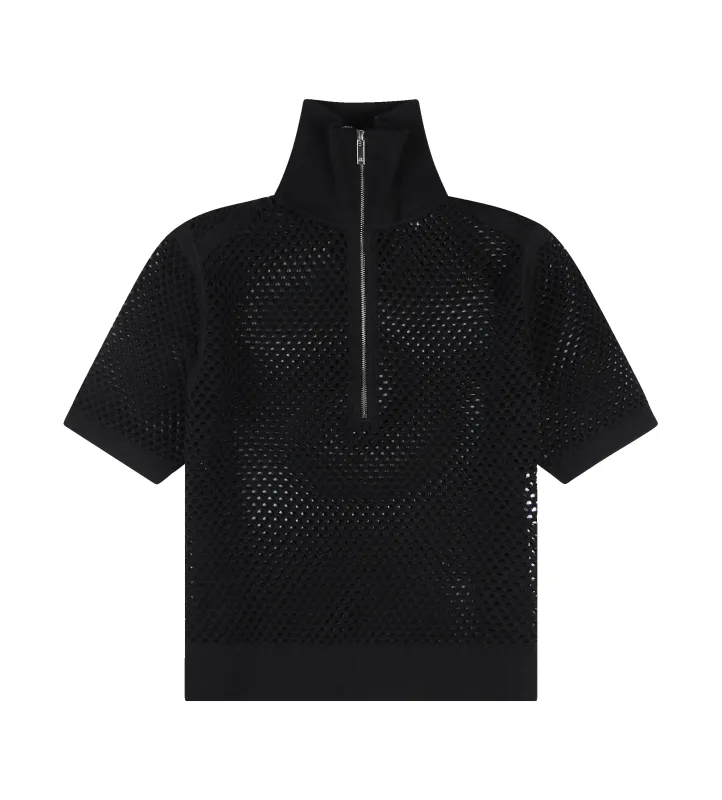 Mesh Quarter-Zip Shirt Black sold by FOUR Amsterdam