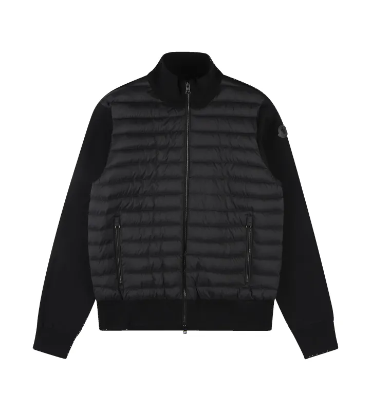 Padded Crêpe Cotton Zip-Up Cardigan Black made by Moncler