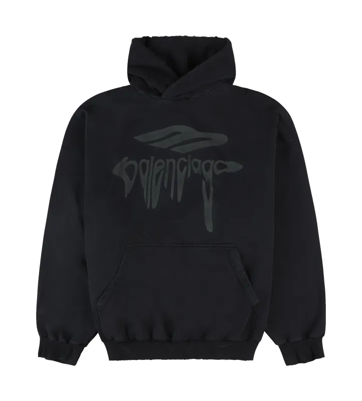 Optical black washed oversized hoodie | Parallel