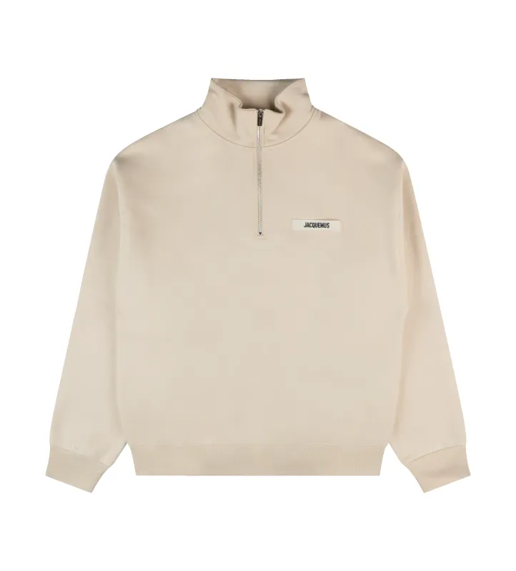 Gros Grain Zipped-Rollneck Sweatshirt Beige made by Jacquemus
