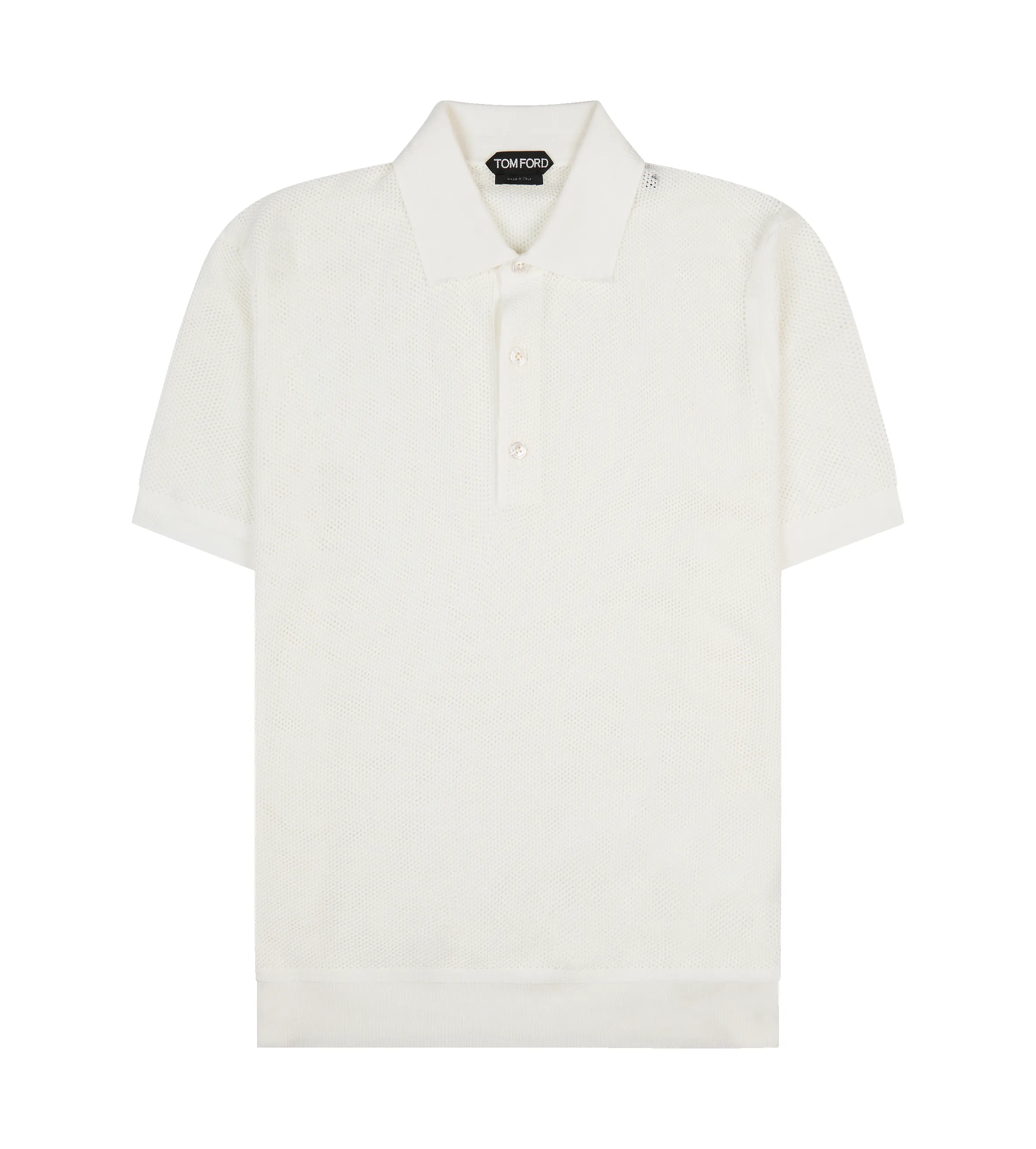 White Short-Sleeved Knitted Polo Shirt White sold by FOUR Amsterdam