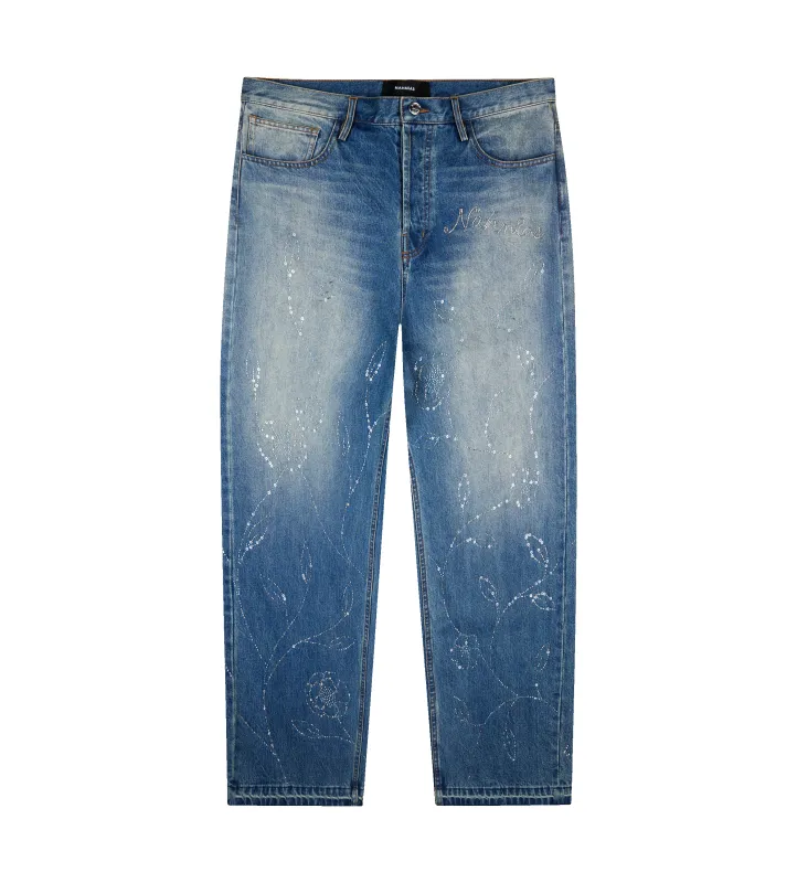 Beaded Wide Jeans Dark Wash sold by FOUR Amsterdam