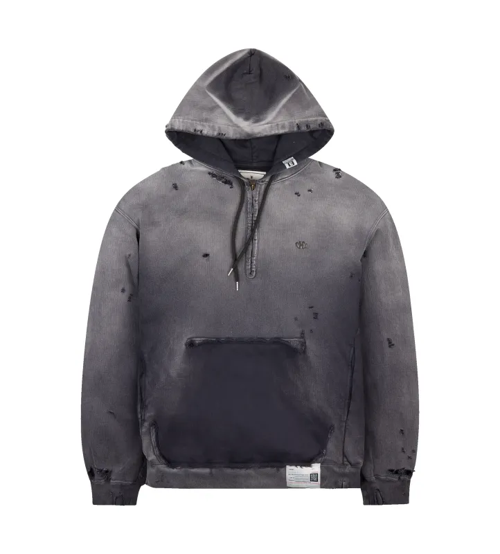 Sun Faded Half Zip Hoodie  Black sold by FOUR Amsterdam