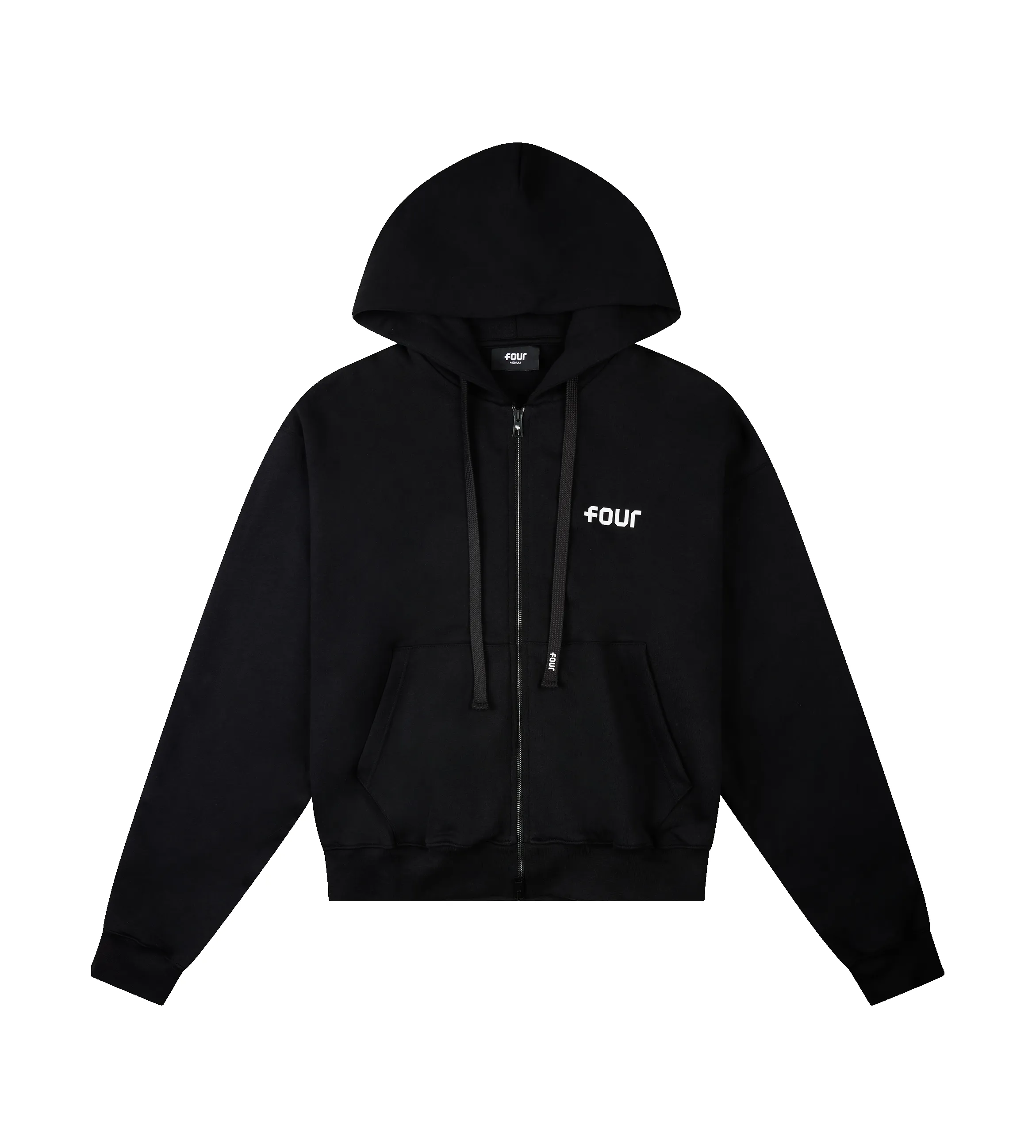 Logo Boxy Zip Up Hoodie Black sold by FOUR Amsterdam product image thumbnail 3