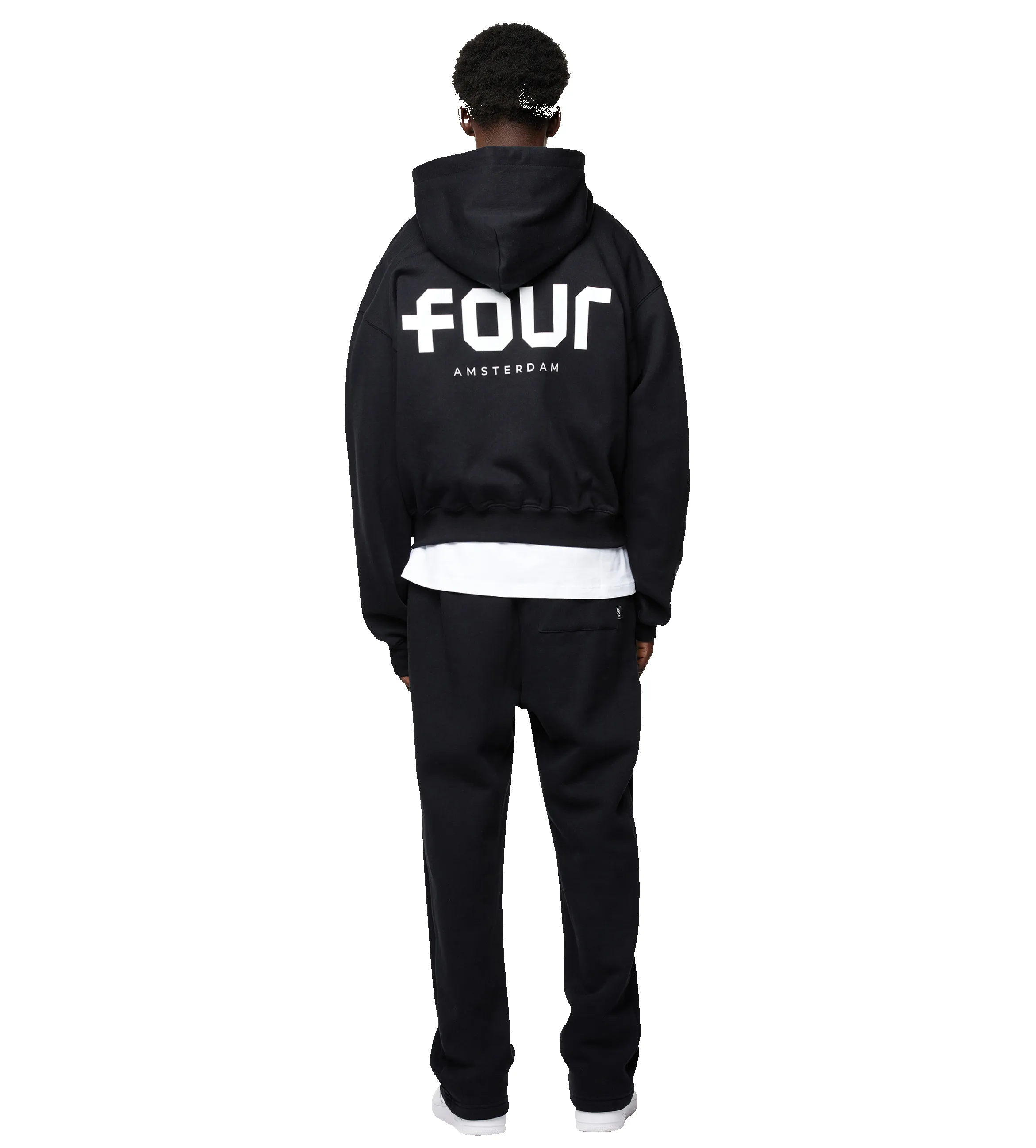 Logo Boxy Zip Up Hoodie Black sold by FOUR Amsterdam product image thumbnail 4