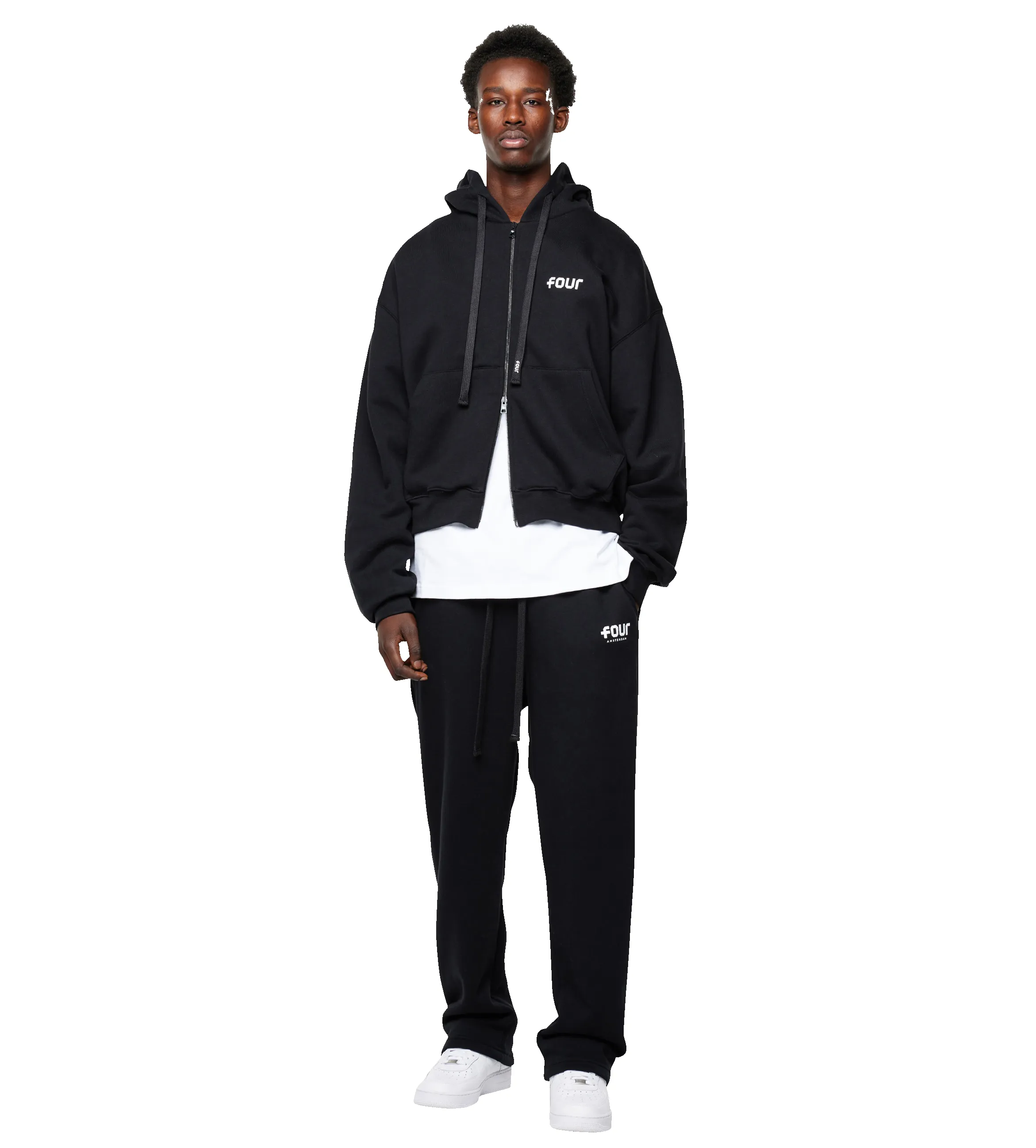 Logo Boxy Zip Up Hoodie Black sold by FOUR Amsterdam product image thumbnail 5