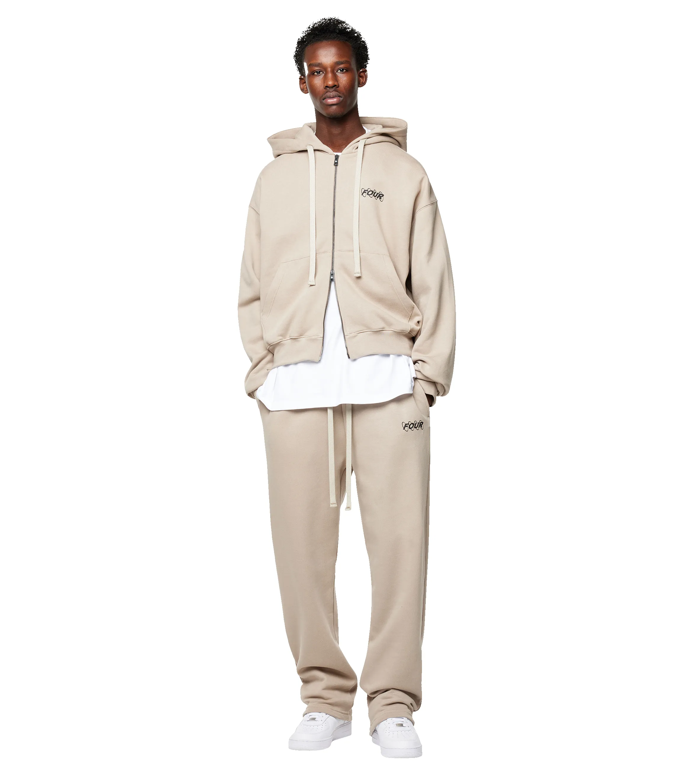 Circles Boxy Zip Up Hoodie Vintage Khaki sold by FOUR Amsterdam product image thumbnail 5